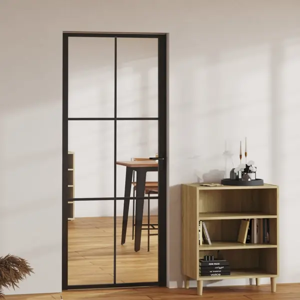 Gossi usa de interior, negru, 83x201,5 cm, sticla esg si aluminiu