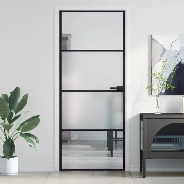Gossi usa de interior negru 83x201,5 cm sticla securiz./aluminiu slim