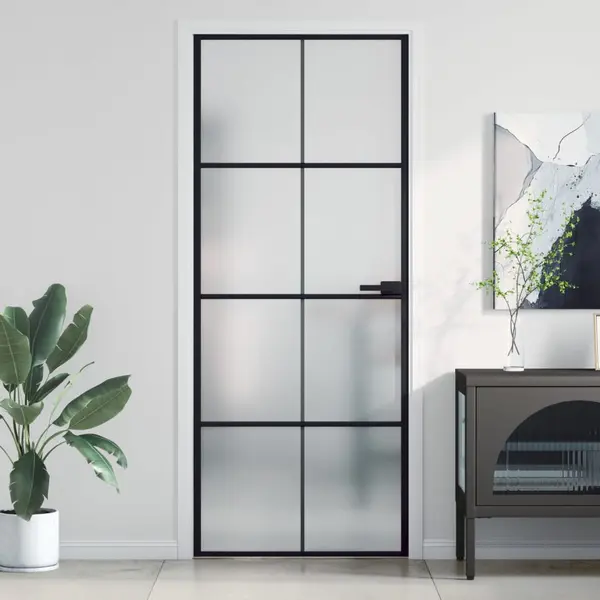 Gossi usa de interior negru 83x201,5 cm sticla securiz./aluminiu slim