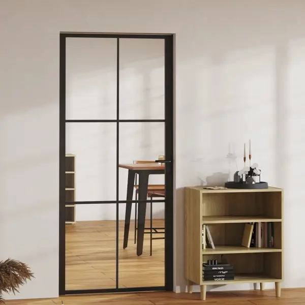 Gossi usa de interior, negru, 93x201,5 cm, sticla esg si aluminiu