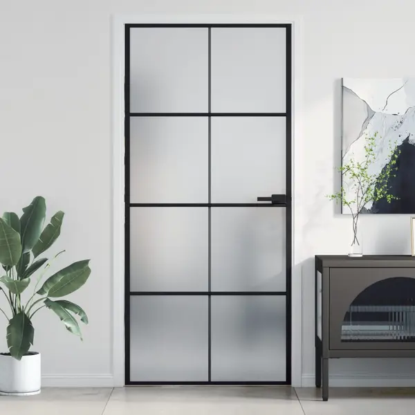 Gossi usa de interior negru 93x201,5 cm sticla securiz./aluminiu slim