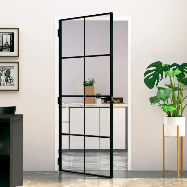 Gossi usa de interior negru 93x201,5 cm sticla securiz./aluminiu slim