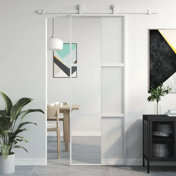 Gossi usa glisanta, alb, 76x205 cm, sticla securizata/aluminiu
