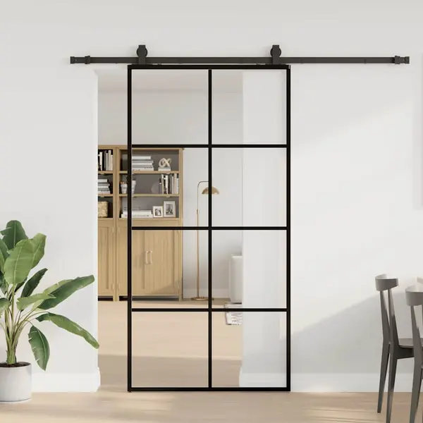 Gossi usa glisanta cu set de feronerie neagra 102,5x205 cm sticla esg