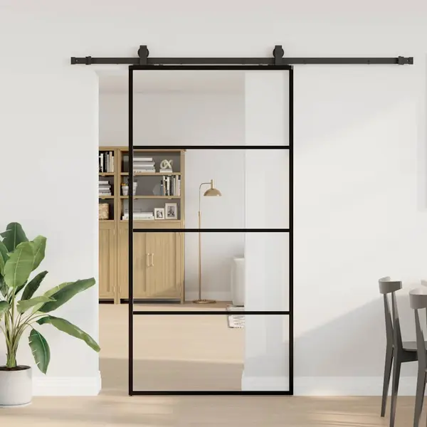 Gossi usa glisanta cu set de feronerie neagra 102,5x205 cm sticla esg