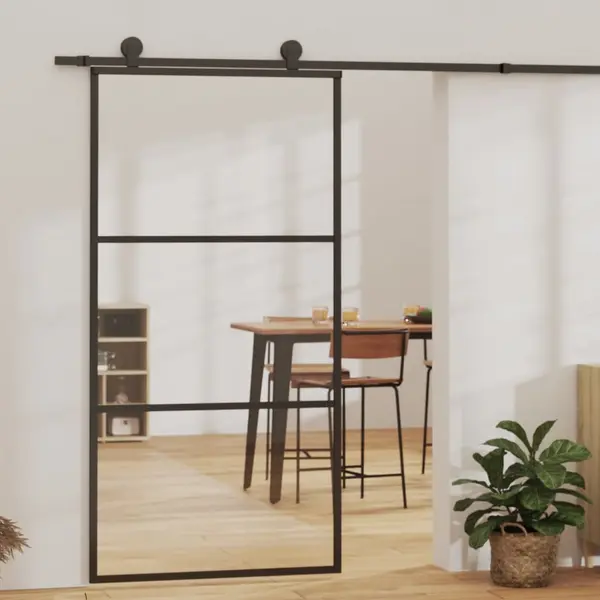 Gossi usa glisanta, negru, 102x205 cm, sticla esg si aluminiu