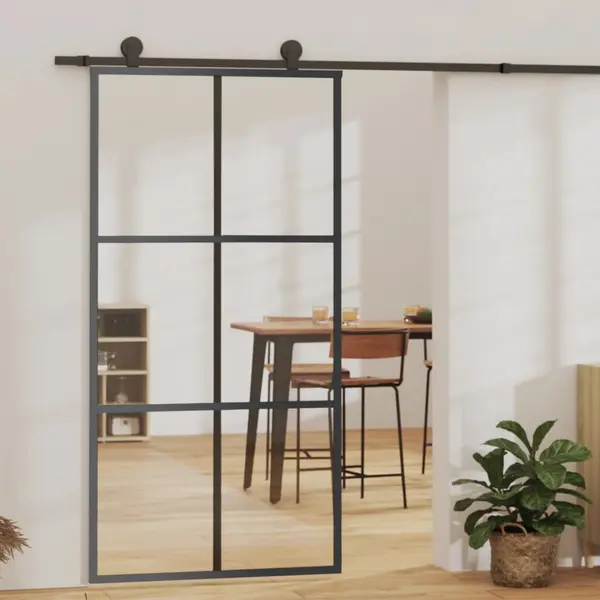 Gossi usa glisanta, negru, 102x205 cm, sticla esg si aluminiu