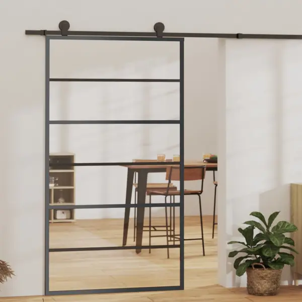 Gossi usa glisanta, negru, 102x205 cm, sticla esg si aluminiu