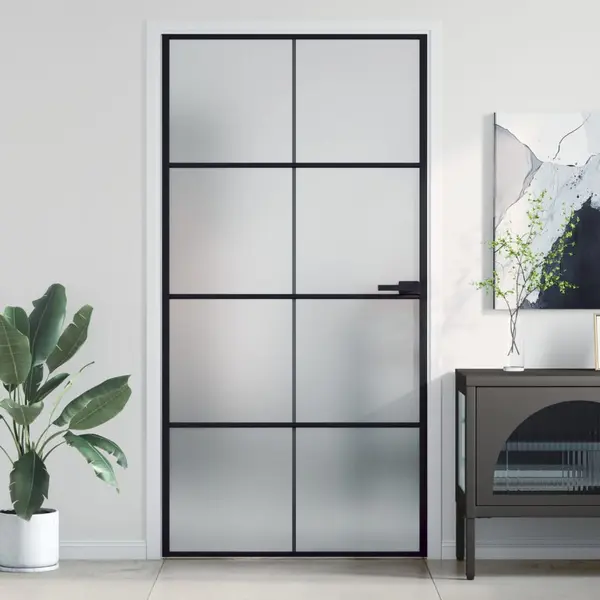 Gossi usa interior negru 102,5x201,5 cm sticla securiz./aluminiu slim