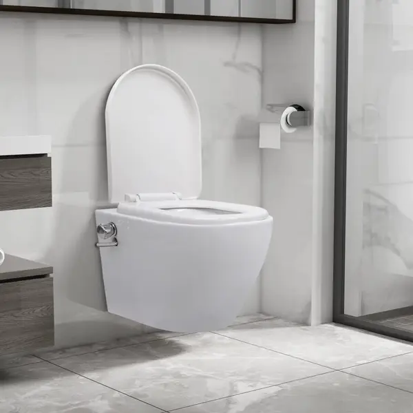 Gossi vas wc suspendat fara rama cu functie de bideu, alb, ceramica