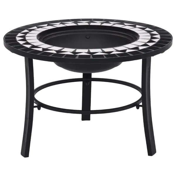 Gossi vatra de foc cu mozaic, negru si alb, 68 cm, ceramica