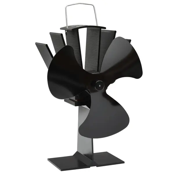 Gossi ventilator de soba cu alimentare termica, 3 palete, negru