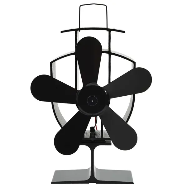 Gossi ventilator de soba cu alimentare termica, 5 palete, negru