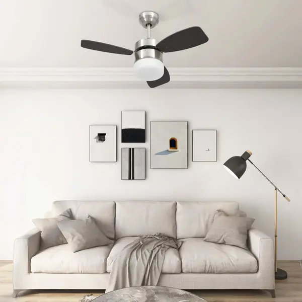 Gossi ventilator tavan cu iluminare/telecomanda, maro inchis, 76 cm