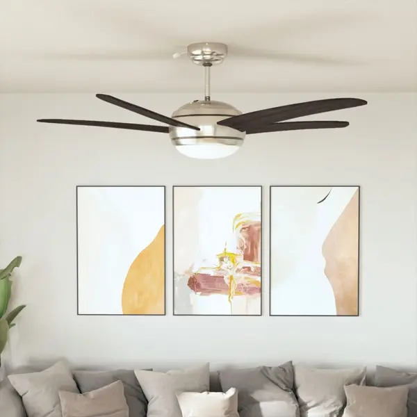Gossi ventilator tavan decorativ cu iluminare, 128 cm, maro