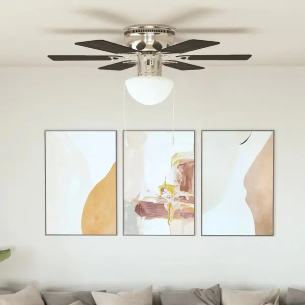 Gossi ventilator tavan decorativ cu iluminare, 82 cm, maro inchis