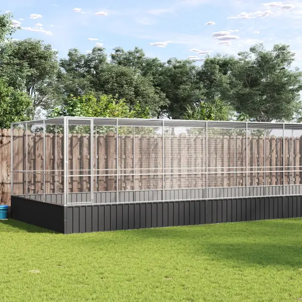 Gossi voliera de pasari cu extensie, argintiu, 725x307x212 cm, otel