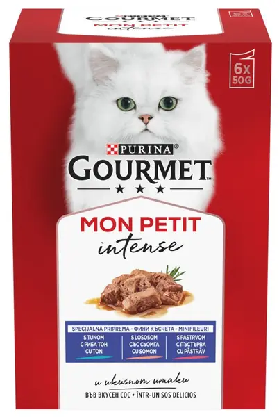 GOURMET Mon Petit Pachet plicuri pentru pisici Păstrăv, Somon şi Ton 6x50g