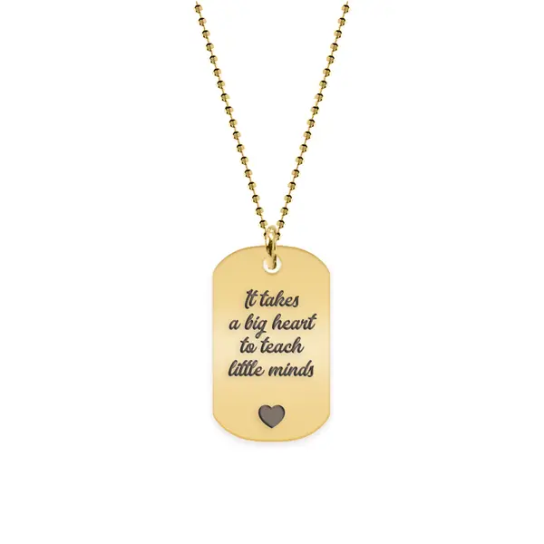 Graduatio - Colier personalizat dog tag profesor/invatator din argint 925 placat cu aur galben 24K