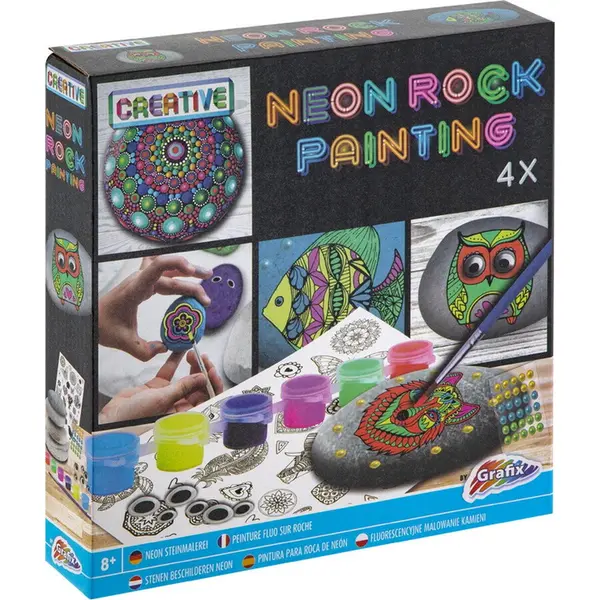 Grafix Set creativ - Pictura pe pietre (neon)