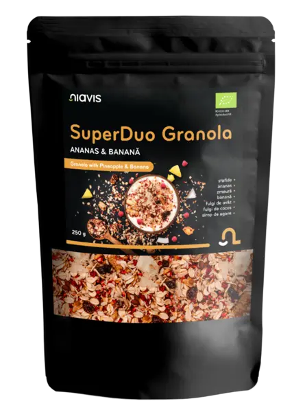 Granola cu ananas si banana Super Duo, 250g, Niavis