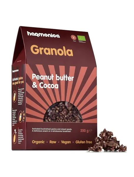 Granola cu pasta de arahide si cacao Bio, 250g, Harmonica