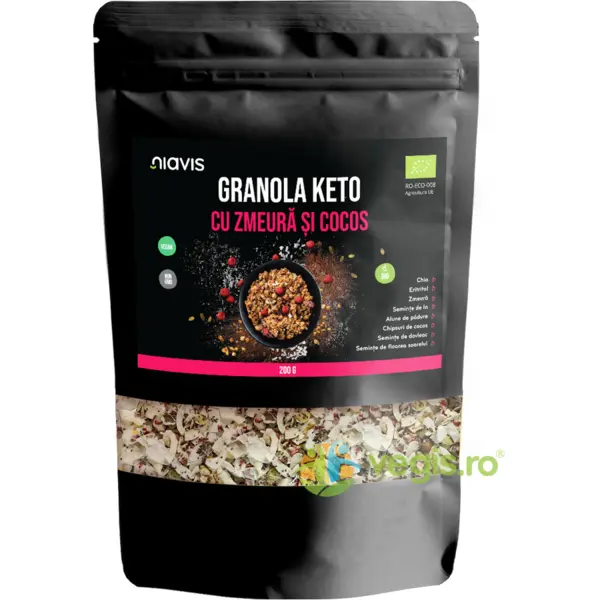 Granola Keto cu Zmeura si Cocos Ecologica/Bio 200g