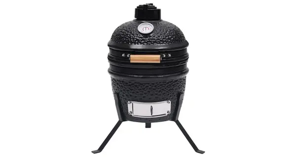 Gratar cu afumatoare 2-in-1 kamado, negru, 56 cm, ceramica
