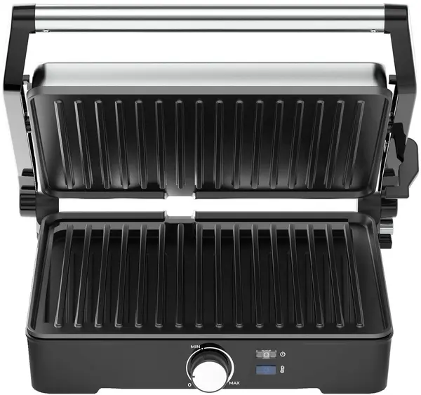 Grătar electric AENO - EG2, 2000W, antiaderent, nervurat, negru/argintiu