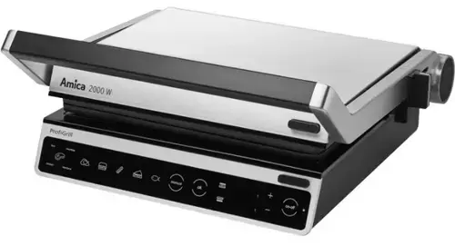 Gratar electric Amica GK 5011 ProfiGrill, 2000 W (Argintiu/Negru)
