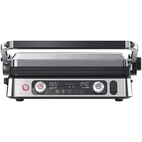 Gratar electric Braun MultiGrill 9 Pro CG9160, 2200 W, 3 moduri de gatire, 2 zone de gatit, 3 programe automate, sonda termica, 1 set placi detasabile, deschidere 180°, functie Sear, tava scurgere detasabila (Argintiu)