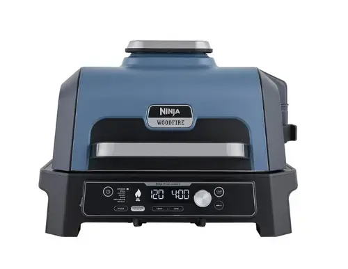 Gratar electric de exterior NINJA Woodfire Pro Connect XL OG901EU, 1700 W, 7 programe, Cronometru (Albastru/Negru)