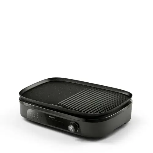 Gratar electric de masa Philips HD6210/90, 2400 W, Temperatura reglabila, Plita detasabila XL (Negru)