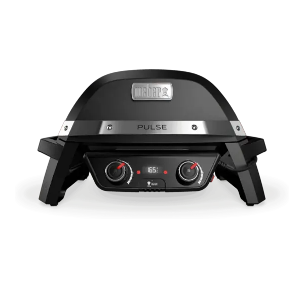 Gratar electric exterior Weber Pulse negru cu capac izolat control pe zone temperatura precisa