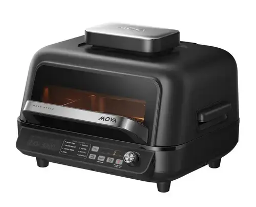 Gratar electric Mova IG20 Pro, 6.5l. 1750 W, Afisaj LED, Placi antiaderente, Maner fara incalzire, Fereastra de control, Senzori de temperatura (Negru)