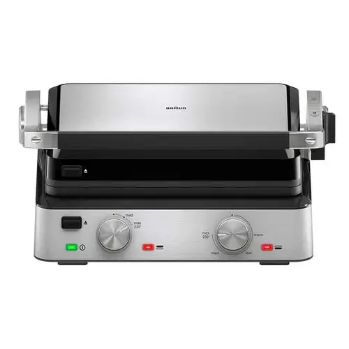 Gratar electric multifunctional Braun MultiGrill CG 7020, 2000 W, 3 moduri de gatire, temperatura maxima 230˚C (Negru/Inox)