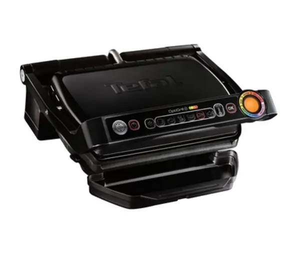 Gratar electric Tefal - OptiGrill+, antiaderent, cu nervuri, negru