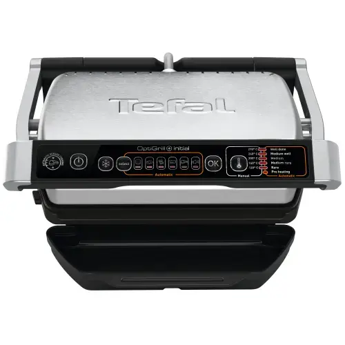 Gratar electric Tefal OptiGrill+ GC706D34, 2000 W, 6 programe automate, indcator pentru nivelul de gatire, functie dezghetare, placi detasabile (Inox/Negru)