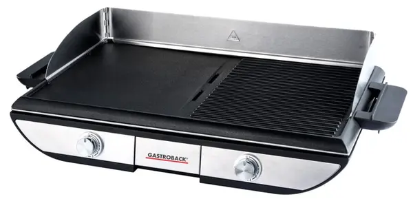 Grătar Gastroback - Advanced pro BBQ, 2300W, antiaderent, plat/cu nervuri, oțel inoxidabil