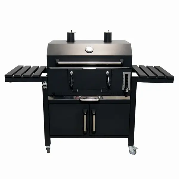 Gratar pe carbuni KLUGMEISTER FT01-070, material otel (husa inclusa), cu capac si roti de deplasare, suprafata gatire 72x43 cm