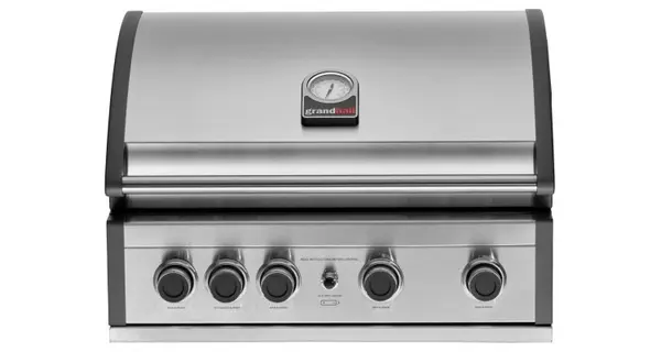Gratar pe gaz cu 5 arzatoare 4 inox si 1 infrarosu, incastrabil, grile si plita fonta, Grandhall Pro Elite 4 K04000309A