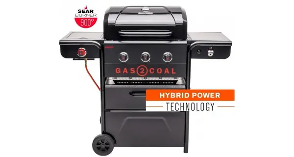 Gratar pe gaz si carbuni hibrid Char-Broil Gas2Coal 2.0 330 Special Edition, plita si sear burner 140994
