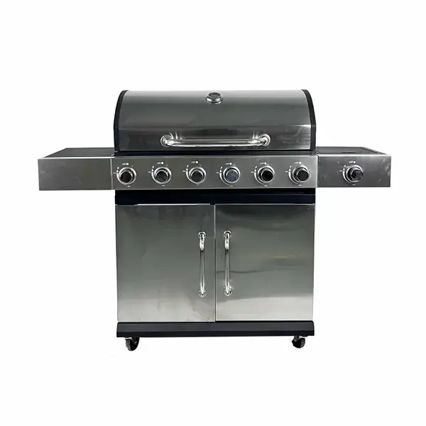 Gratar - QL-10 , 6+1 zone de gatit ,gaz, termometru, dimensiuni totale 141X48X102 cm, otel inoxidabil