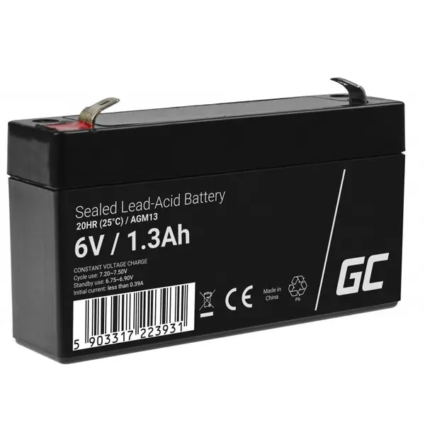 Green Cell Green Cell AGM13 baterii UPS Acid sulfuric si placi de plumb (VRLA) 6 V 1,3 Ah
