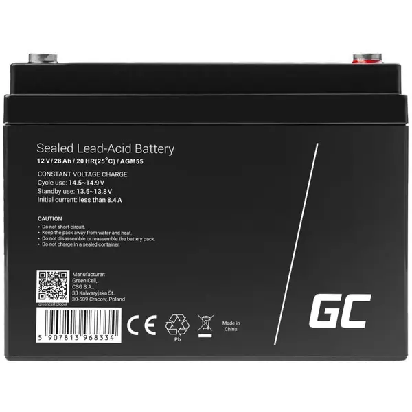 Green Cell Green Cell AGM55 baterie auto AGM (Strat Separator din Fibra de Sticla) 28 Ah 12 V