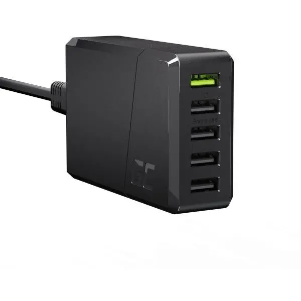 Green Cell Incarcator Green Cell CHARGC05, 5 x USB, Fast Charging 52W, Negru