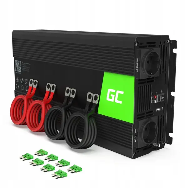 Green Cell Invertor de tensiune Green Cell INV20, 2000W/4000W, 24V la 230V Volt USB DC AC Unda sinusoidala pura