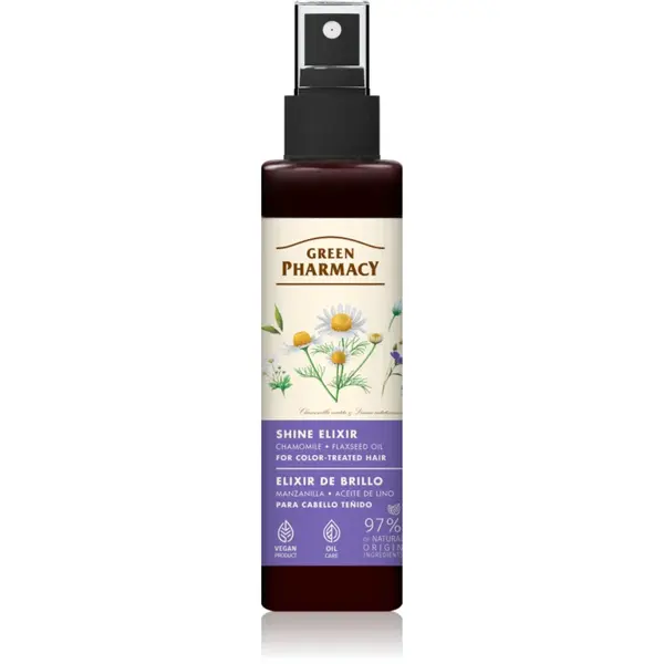 Green Pharmacy Chamomile & Flaxseed oil Elixir elixir leave-in pentru păr vopsit 150 ml