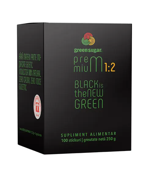Green Sugar Premium 1:2, 100 stickuri, Laboratoarele Remedia