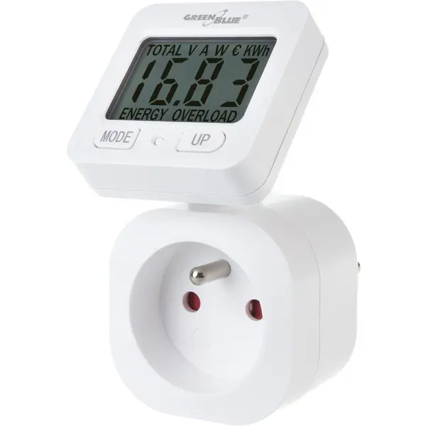 GreenBlue Contor de energie GreenBlue GB615 E, wattmetru, 16A, maxim 3680 W, sub-memorie, Alb